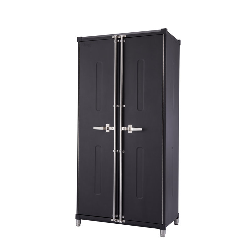Black Industrial Lockable Cabinet Set with Adjustable Shelving