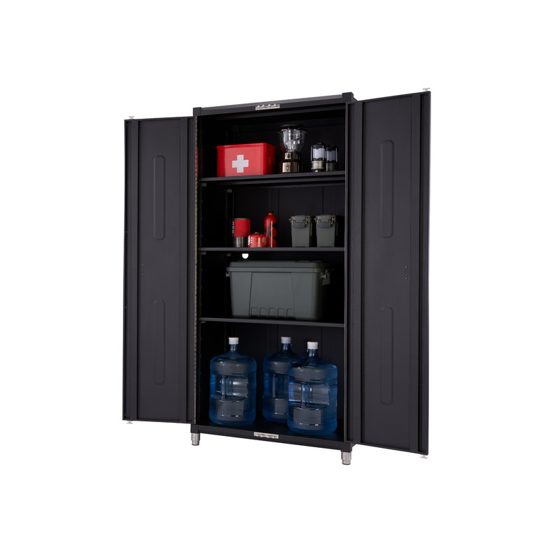 Black Industrial Lockable Cabinet Set with Adjustable Shelving