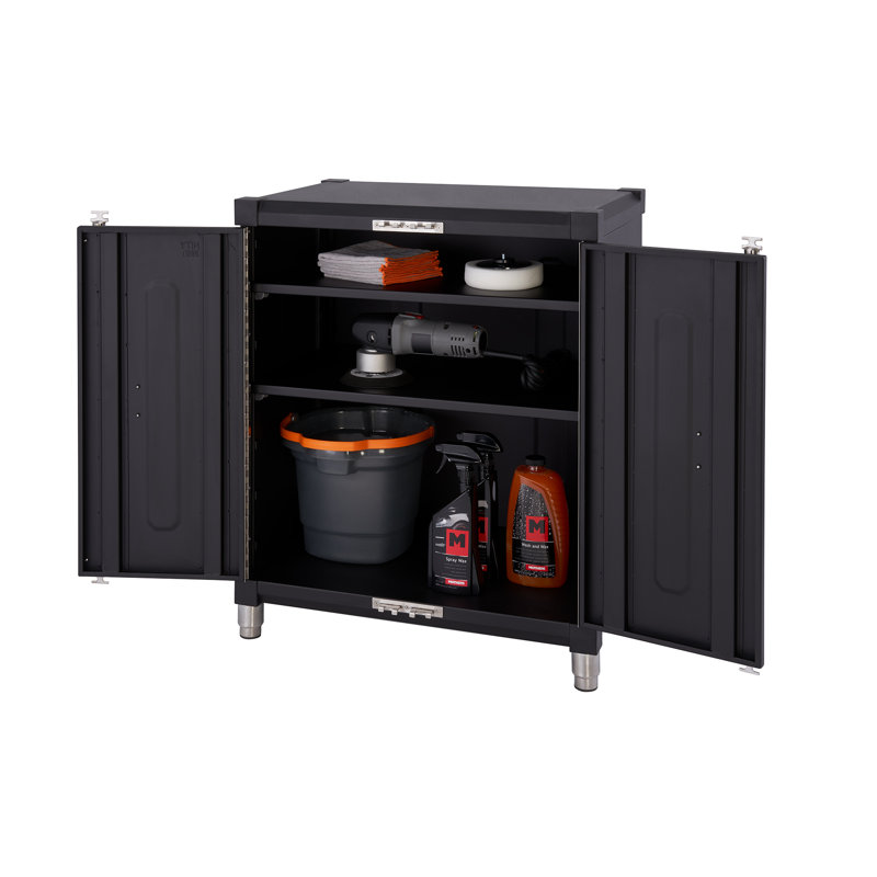 Black Industrial Lockable Cabinet Set with Adjustable Shelving