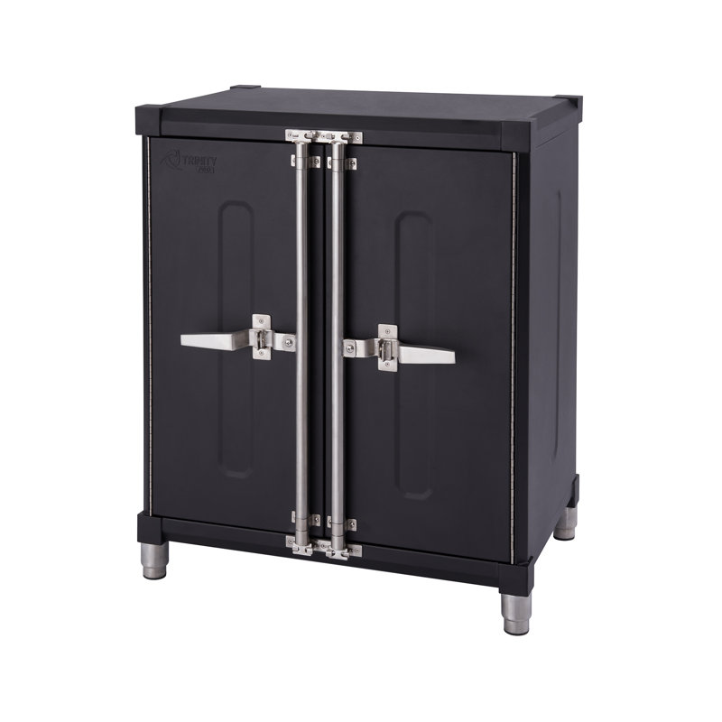 Black Industrial Lockable Cabinet Set with Adjustable Shelving