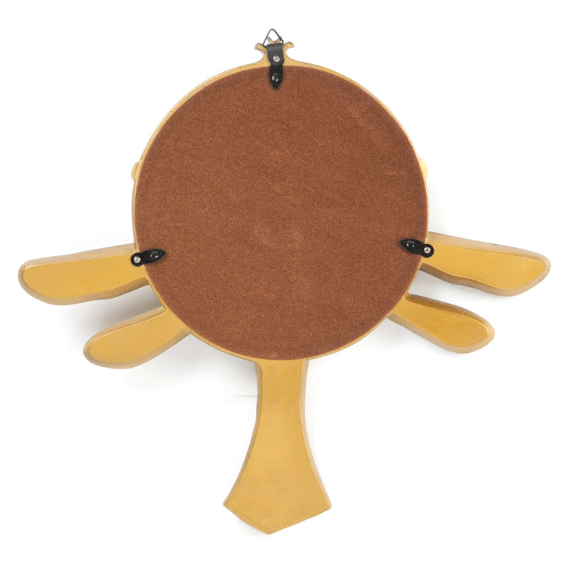Art Deco Dragonfly Maiden 13" Gold and Ivory Round Wall Mirror