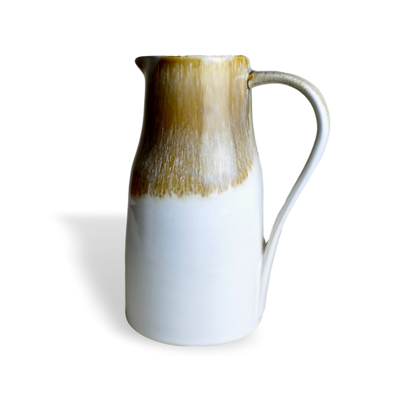 Point Lobos 8-Cup Rustic Brown and White Stoneware Pitcher