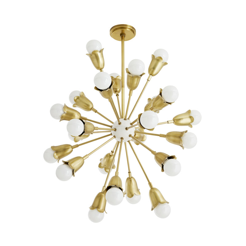 Eva Antique Brass 24-Light Sputnik Chandelier with Adjustable Arms