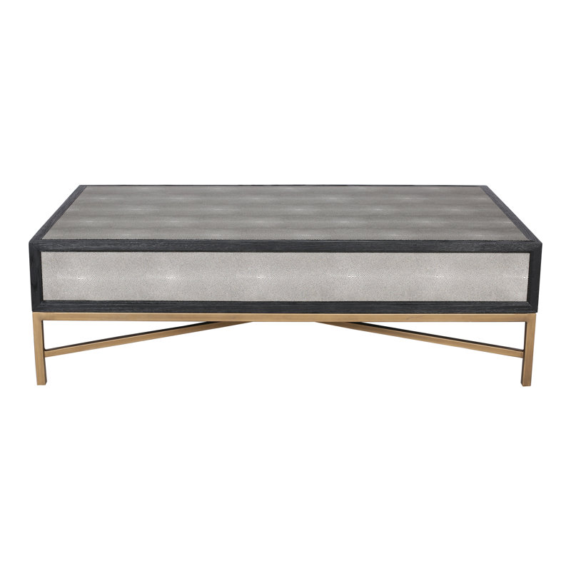 Trent Mako Art Deco Blackened Oak Coffee Table with Brass Accents