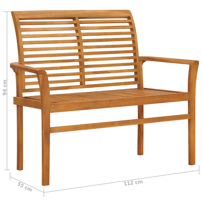 Elegant Teak Wood Patio Bench with Beige Cushion 44.1"