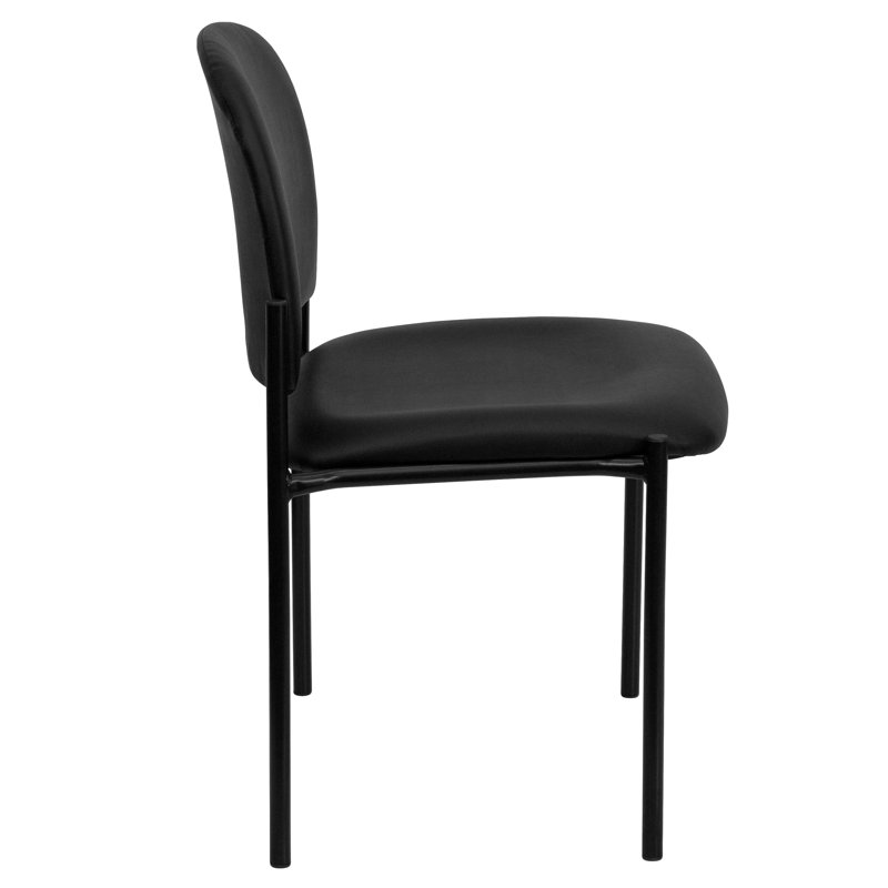 Sleek Black Vinyl Metal Stacking Side Chair