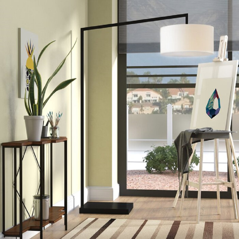 Matte Black Arc Floor Lamp with Marble Base - 75" Height