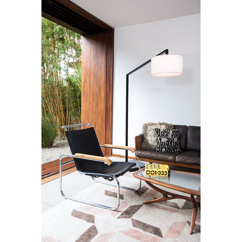 Matte Black Arc Floor Lamp with Marble Base - 75" Height