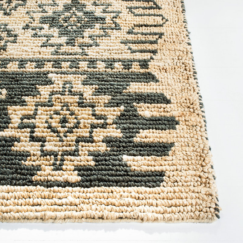 Hand-Knotted Gray Wool Geometric Runner Rug