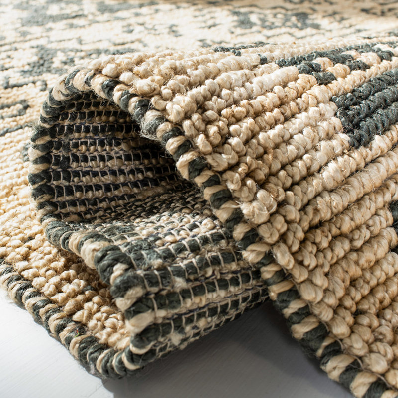 Hand-Knotted Gray Wool Geometric Runner Rug