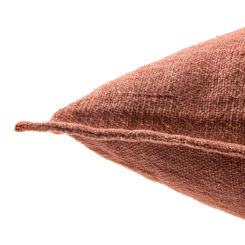 Red Linen Square Flanged Edge Throw Pillow Cover