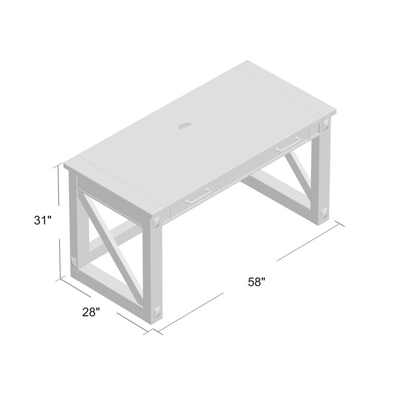 Avondale French Country White Home Office Desk with Drawer and Power Outlets
