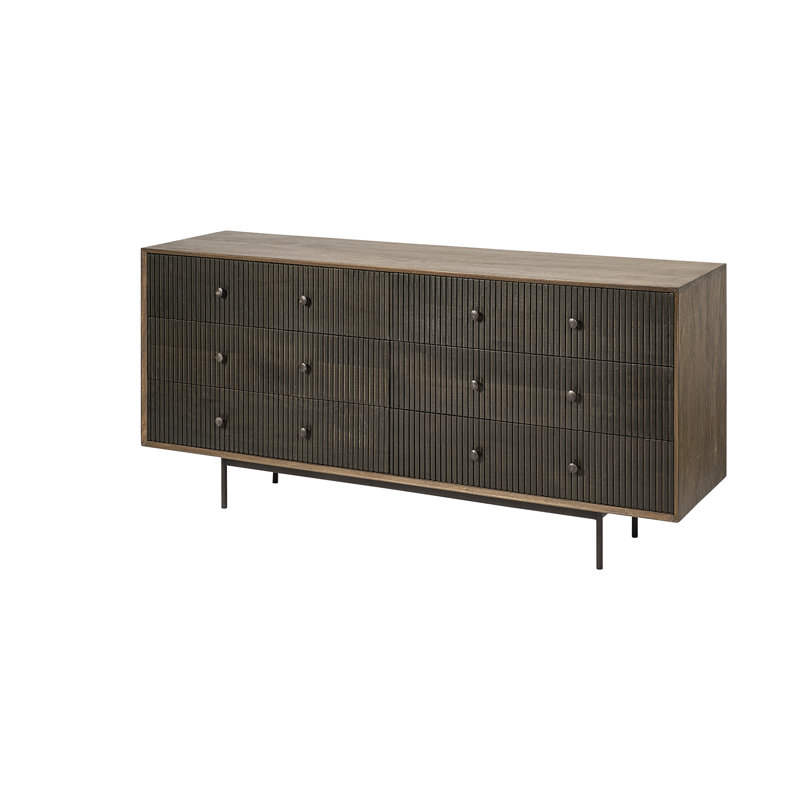 Grace Two-Tone Brown Solid Wood 70'' Contemporary Sideboard