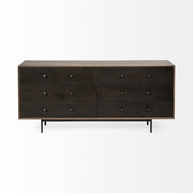 Grace Two-Tone Brown Solid Wood 70'' Contemporary Sideboard