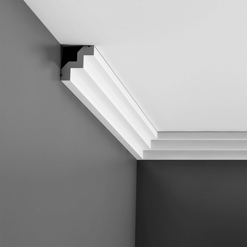 Primed White Polyurethane Crown Moulding 2-1/8 in x 2 in