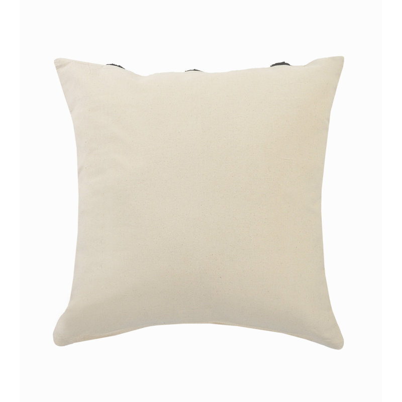 Herringbone Black & Cream Tufted Striped 20" Square Throw Pillow