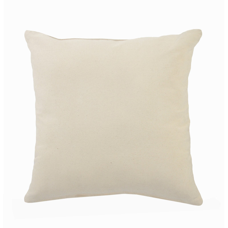 20" Square Black and Cream Tufted Grid Cotton Throw Pillow