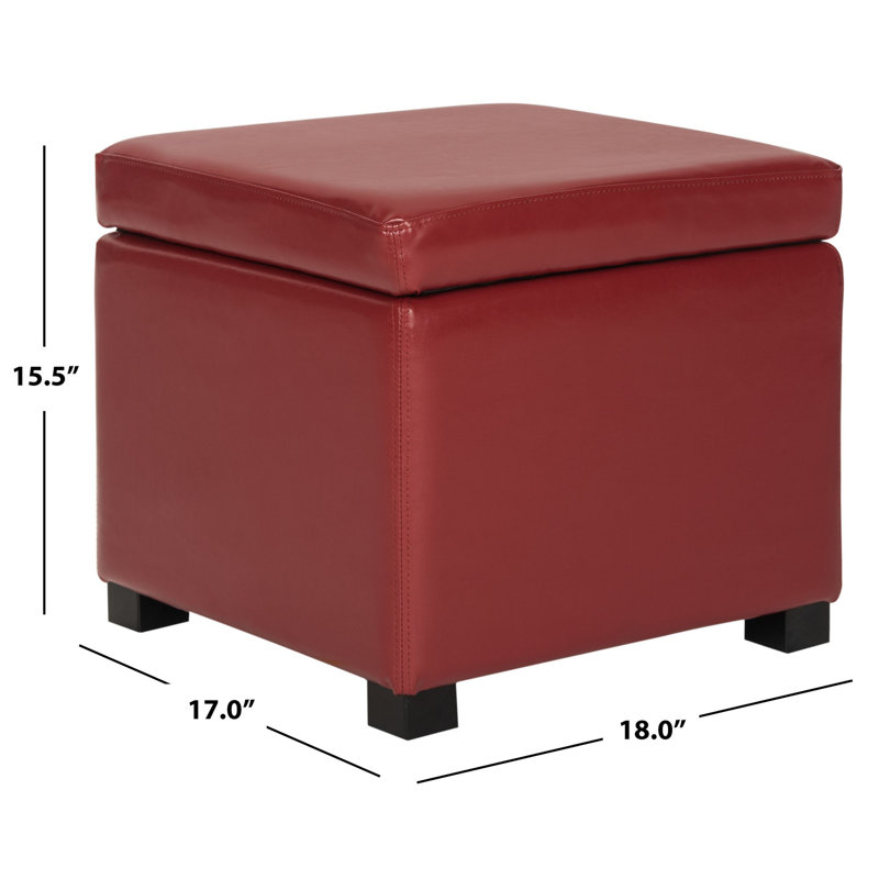 Jonathan Red Faux Leather Flip Top Storage Ottoman