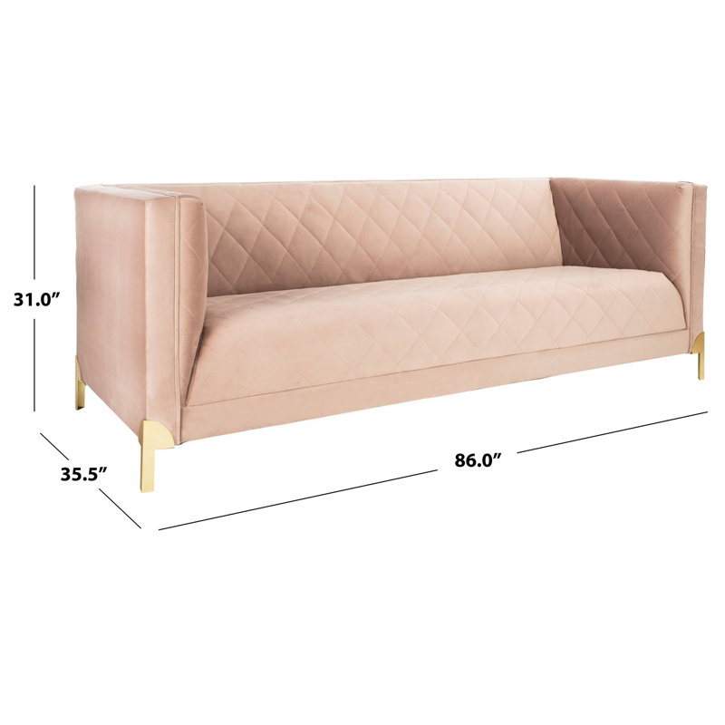 Paul Mauve Solid Fabric Sofa with Down Fill Cushions and Gold Legs
