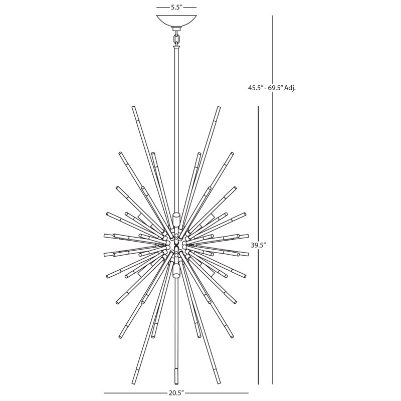Polished Nickel Sputnik Sphere Chandelier with Lucite Rods