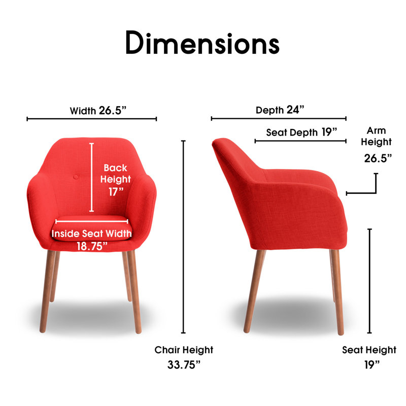 Chic French Red Mid-Century Accent Chair with Tapered Legs