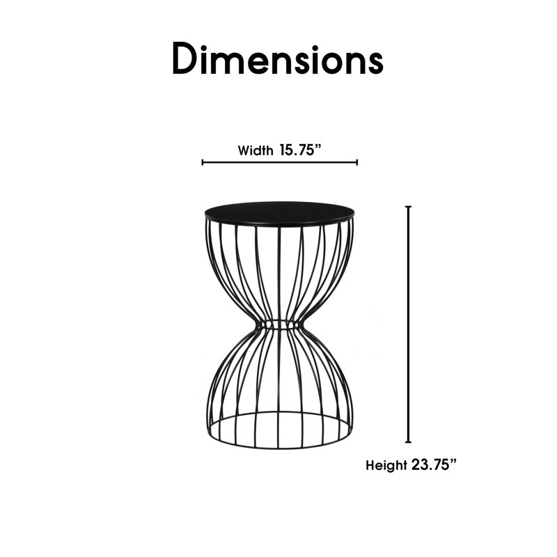 Cami Black Metal and Wood Round End Table