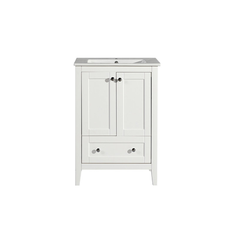 Cannes 24" Glossy White Modern Freestanding Single Sink Vanity