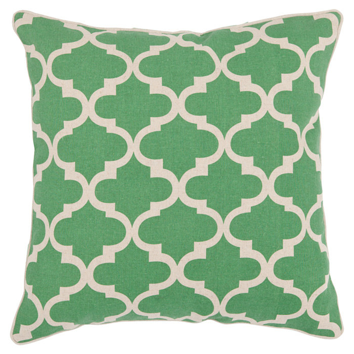 Suzy Green and White Cotton-Linen Square Throw Pillow Set