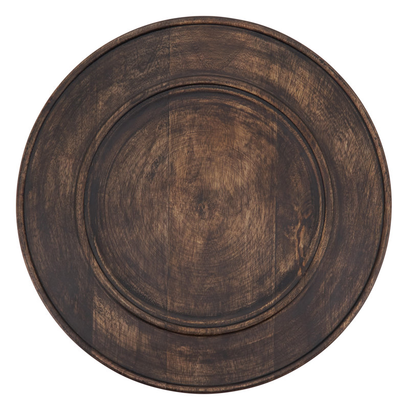 Dark Brown Round Bamboo Wood Charger Plates, Set of 4