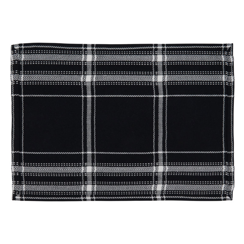 Black and White Cotton Plaid Rectangle Placemats, Set of 4