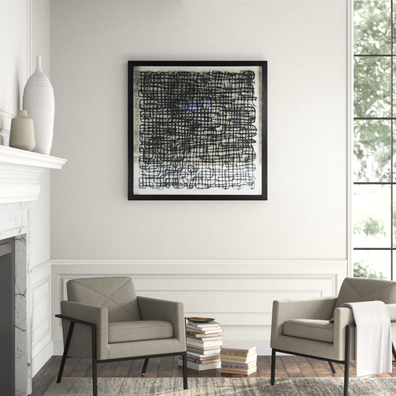 Black and Silver Abstract Paper Art with Fir Wood Frame