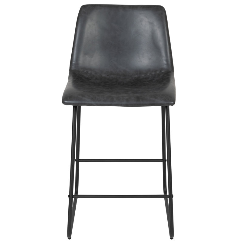 Adjustable Gray LeatherSoft 24" Counter Height Barstools, Set of 2