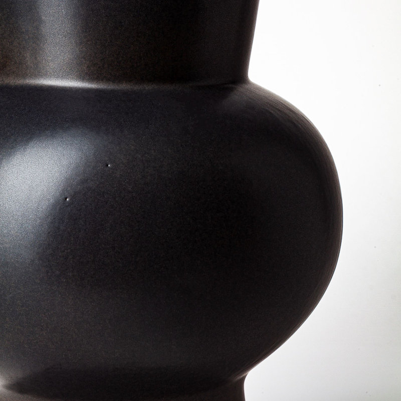 Matte Black Trumpet Ceramic Decorative Table Vase