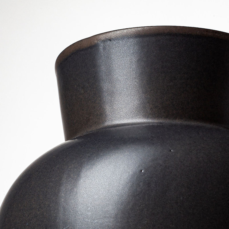 Matte Black Trumpet Ceramic Decorative Table Vase