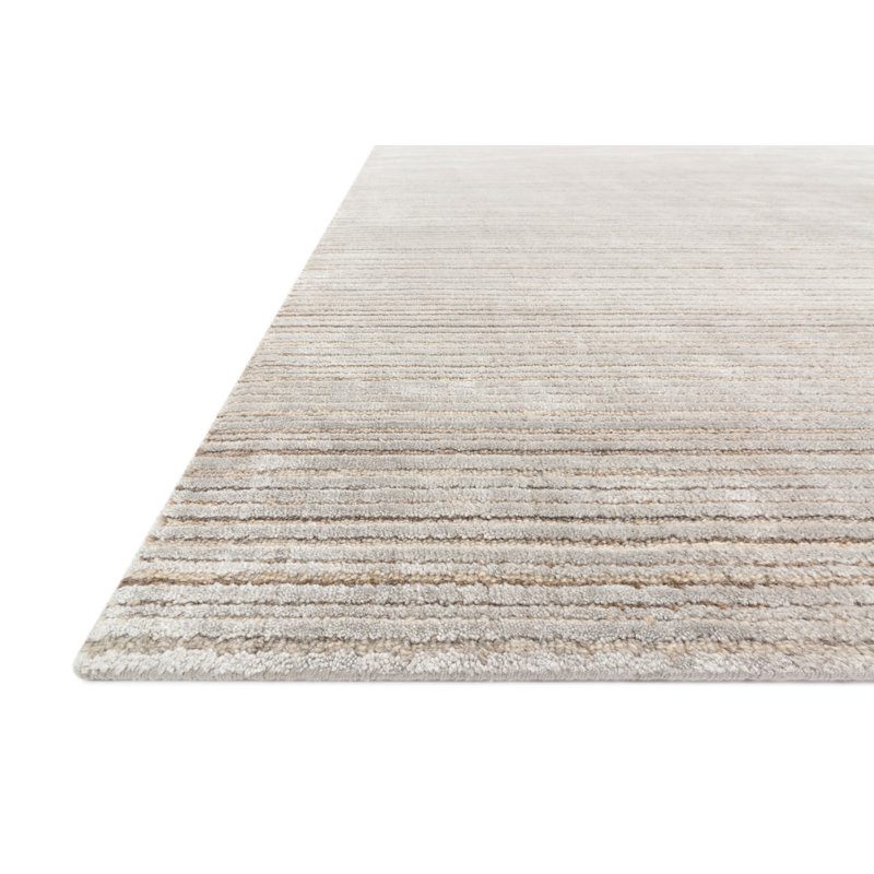 Handmade Sky Stripe Wool and Viscose 4' x 6' Rug