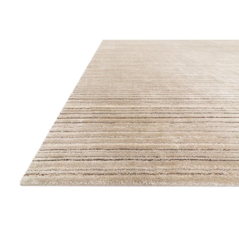 Oatmeal Stripe Hand-Loomed Wool & Viscose Rug - 7'9" x 9'9"