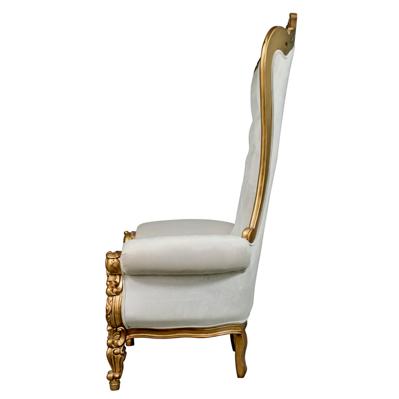Regal Baroque Velvet and Mahogany Handcrafted Accent Chair