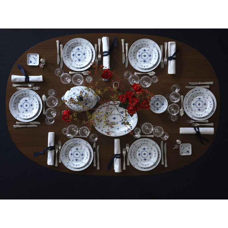Elegant Blue Fluted 23cm Ceramic Deep Plate