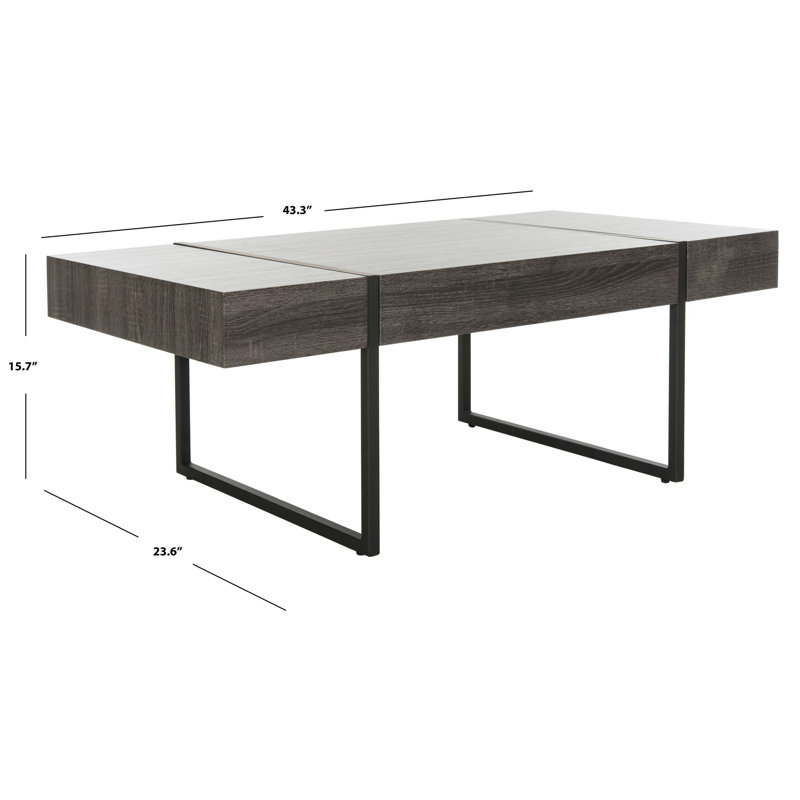 Tristan 43'' Black Wood and Metal Transitional Coffee Table