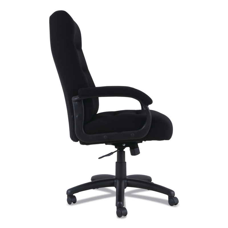 High Back Black Fabric Swivel Office Chair with Fixed Arms