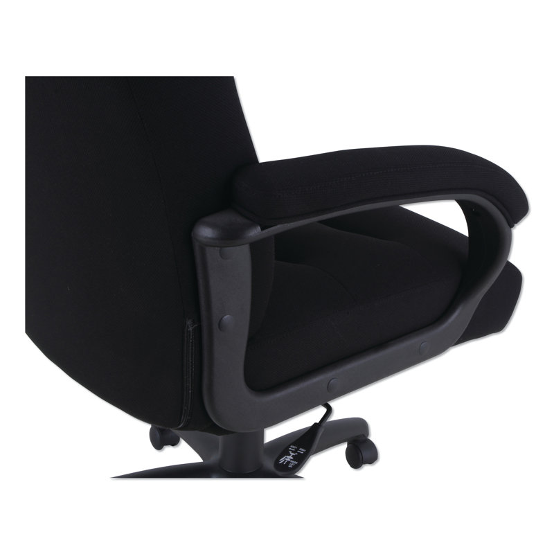High Back Black Fabric Swivel Office Chair with Fixed Arms