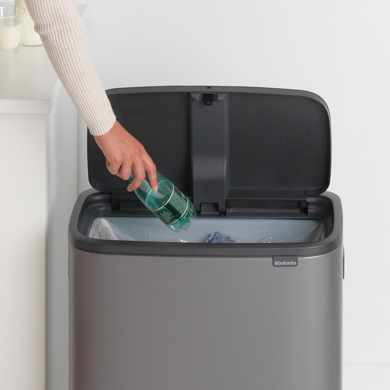 Platinum Stainless Steel Touch Top Kitchen Trash Can, 16 Gallon
