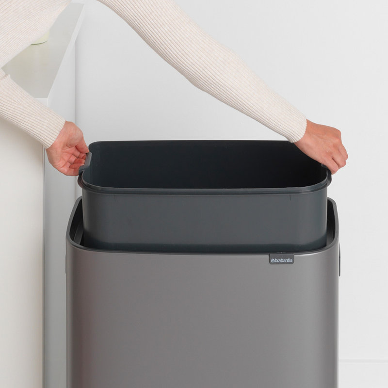 Platinum Stainless Steel Touch Top Kitchen Trash Can, 16 Gallon