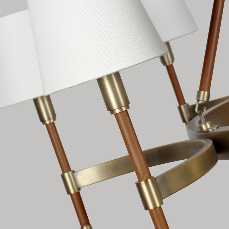 Katie 48" Brass and Leather 8-Light Chandelier