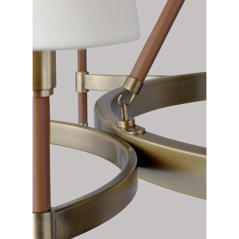 Katie 48" Brass and Leather 8-Light Chandelier
