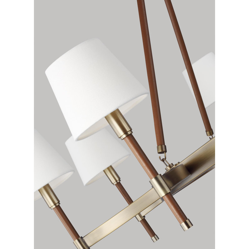 Katie 48" Brass and Leather 8-Light Chandelier