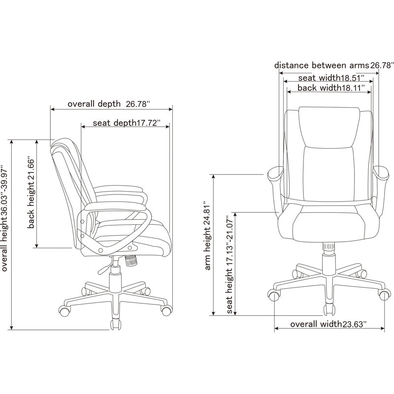 Soho High-Back Executive Swivel Chair in Black Leather