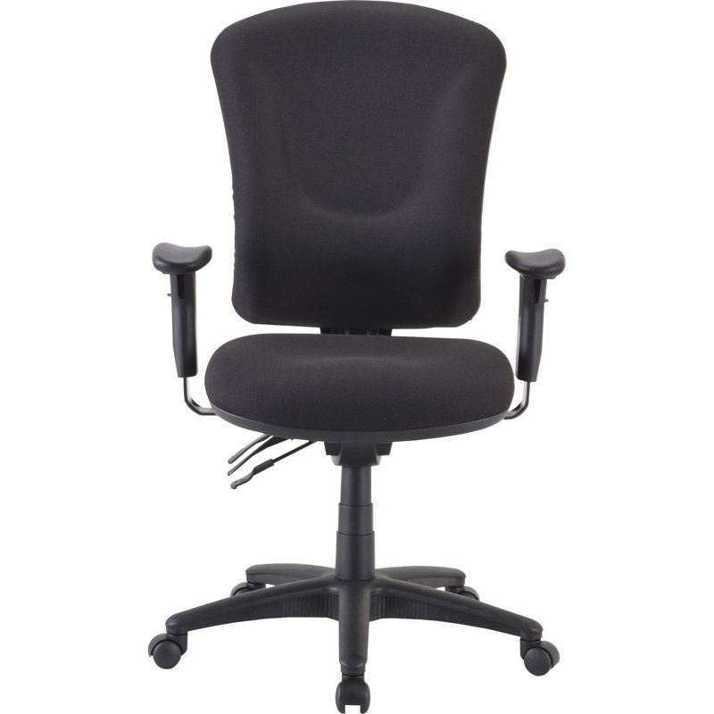 ErgoFlex Black Fabric Swivel Task Chair with Adjustable Arms