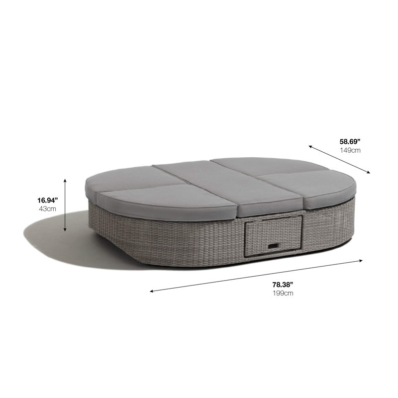 Sandra 75" Gray Aluminum Wicker Outdoor Daybed