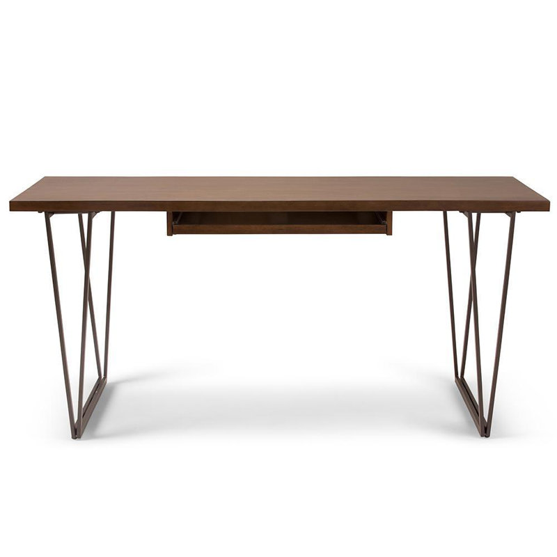 Ryder Natural Aged Brown Solid Pine Industrial Desk with Keyboard Tray